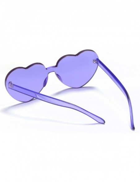 Round One Piece Heart Shaped Rimless Sunglasses Transparent Candy Color Eyewear - 1-pink+purple - CU18C9IYCZY $8.92