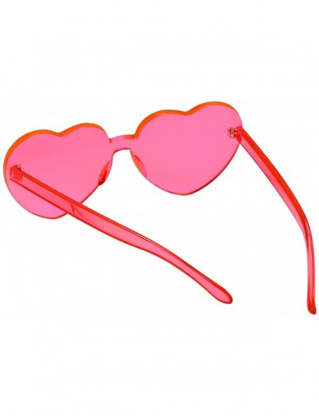 Round One Piece Heart Shaped Rimless Sunglasses Transparent Candy Color Eyewear - 1-pink+purple - CU18C9IYCZY $8.92