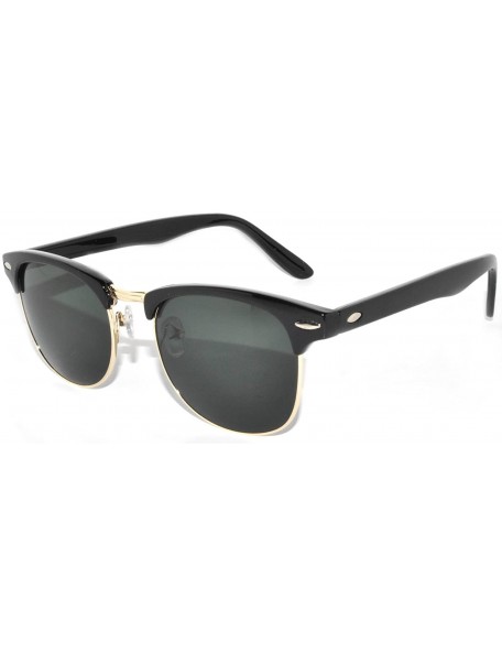 Rimless Classic Half Frame Horned Rim Sunglasses Colorful Lens Retro Stylish - 1black-gold Green - CK11NO0YQ69 $12.17