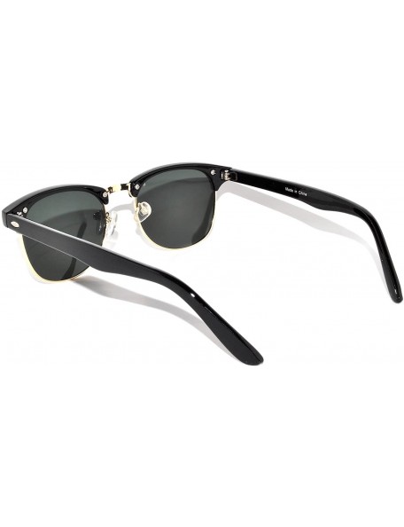 Rimless Classic Half Frame Horned Rim Sunglasses Colorful Lens Retro Stylish - 1black-gold Green - CK11NO0YQ69 $12.17