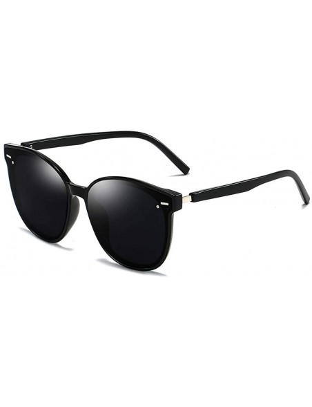 Oval Unisex Sunglasses Retro Black Drive Holiday Oval Non-Polarized UV400 - Black - C318R83HAEQ $9.79