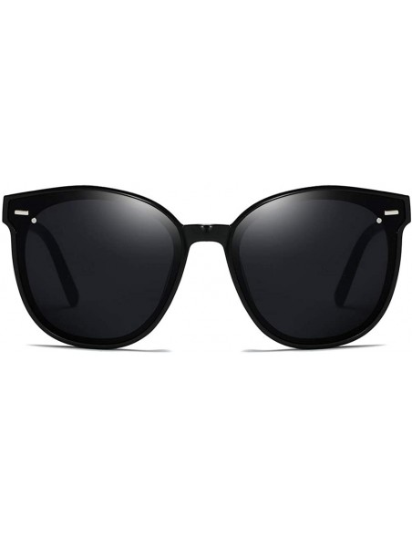 Oval Unisex Sunglasses Retro Black Drive Holiday Oval Non-Polarized UV400 - Black - C318R83HAEQ $9.79