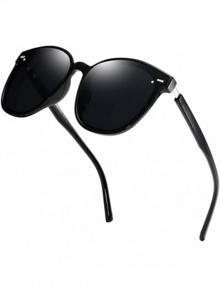 Oval Unisex Sunglasses Retro Black Drive Holiday Oval Non-Polarized UV400 - Black - C318R83HAEQ $9.79