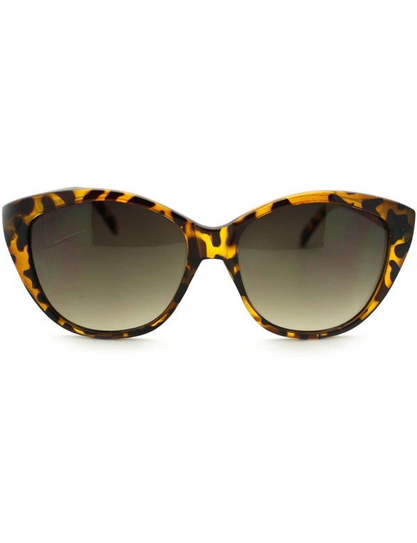 Round Women's Simple Classy Sunglasses Oval Round Butterfly Frame - Tortoise - CR11P9CK0FV $13.09