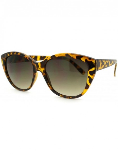 Round Women's Simple Classy Sunglasses Oval Round Butterfly Frame - Tortoise - CR11P9CK0FV $13.09