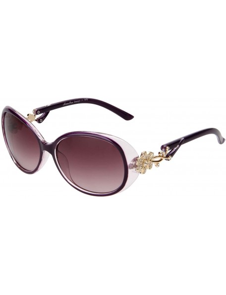 Oval Designer Womens Oversized Sunglasses Fashion with Crystals GD103 - Purple - C8188Z6D395 $8.71