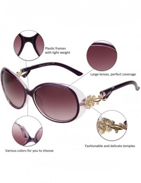Oval Designer Womens Oversized Sunglasses Fashion with Crystals GD103 - Purple - C8188Z6D395 $8.71