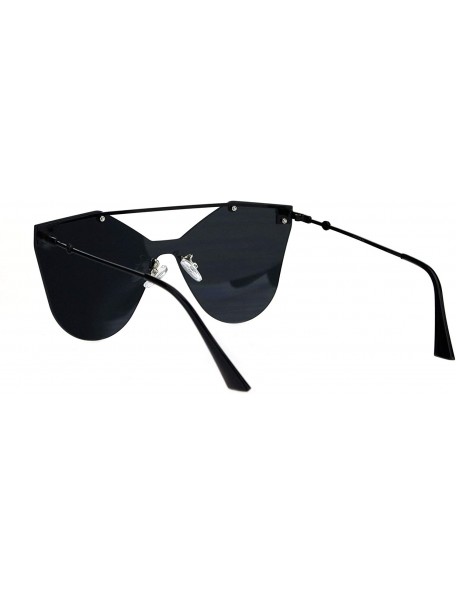 Shield Womens Retro Futuristic Rimless Butterfly Shield Sunglasses - All Black - CP18L3NMKLX $11.88