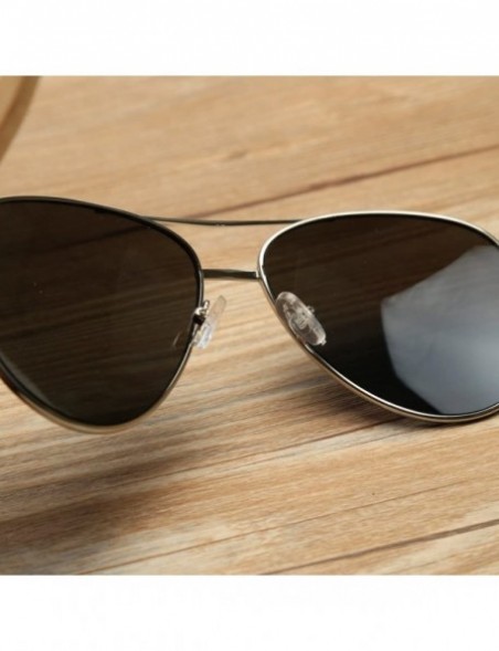 Aviator Unisex Wooden Bamboo Aviator Sunglasses Classic Retro Designer Uv400 60mm - Silver/Silver - CB12EMXXKQD $15.54