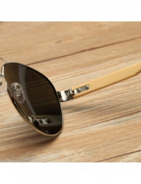 Aviator Unisex Wooden Bamboo Aviator Sunglasses Classic Retro Designer Uv400 60mm - Silver/Silver - CB12EMXXKQD $15.54