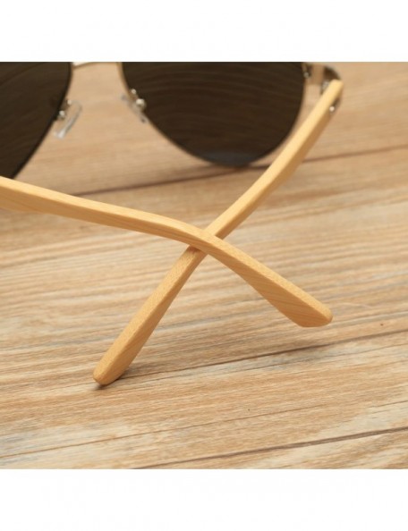 Aviator Unisex Wooden Bamboo Aviator Sunglasses Classic Retro Designer Uv400 60mm - Silver/Silver - CB12EMXXKQD $15.54