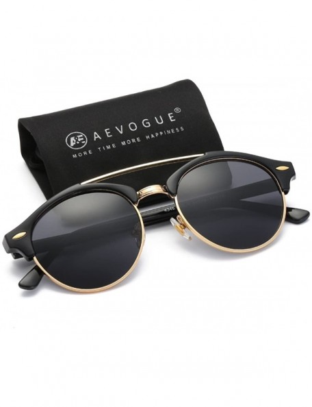 Oversized Polarized Sunglasses Mens Semi-Rimless Retro Unisex Glasses AE0504 - Black - CL12O5MKKNH $11.87