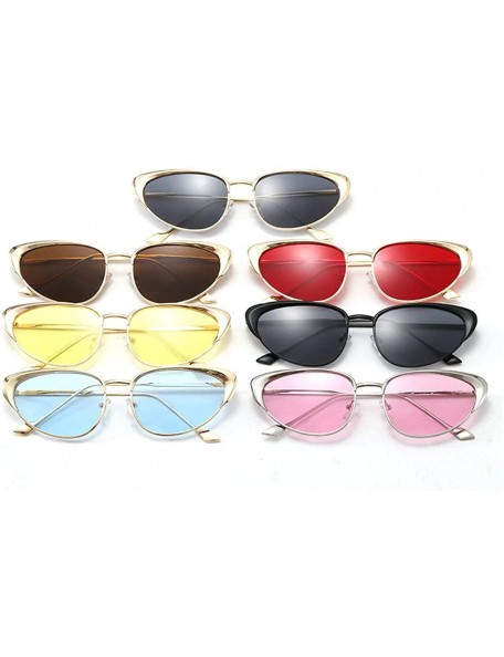 Round Metal Small Frame Cat Sunglasses trend New Punk Round Men Women Sunglasses 5336 - Pink - C018ZA77IMG $13.02