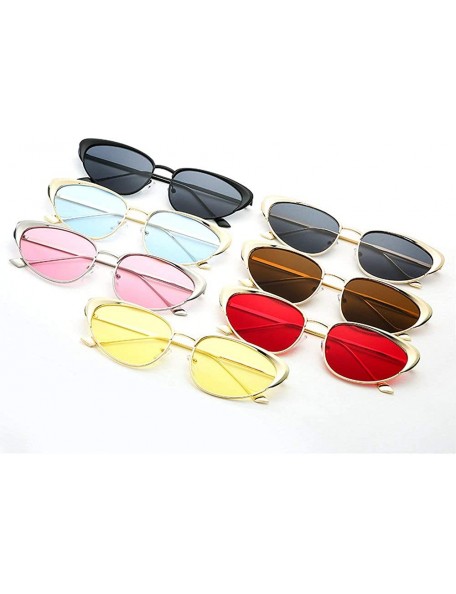 Round Metal Small Frame Cat Sunglasses trend New Punk Round Men Women Sunglasses 5336 - Pink - C018ZA77IMG $13.02