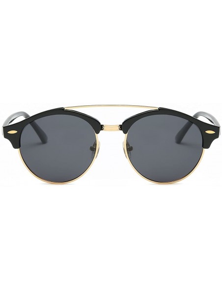 Oversized Polarized Sunglasses Mens Semi-Rimless Retro Unisex Glasses AE0504 - Black - CL12O5MKKNH $11.87