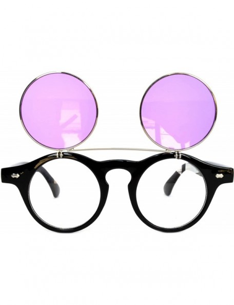 Round Steampunk Retro Gothic Vintage Colored Metal Round Circle Frame Sunglasses Colored Lens - CF186YACAQE $7.77