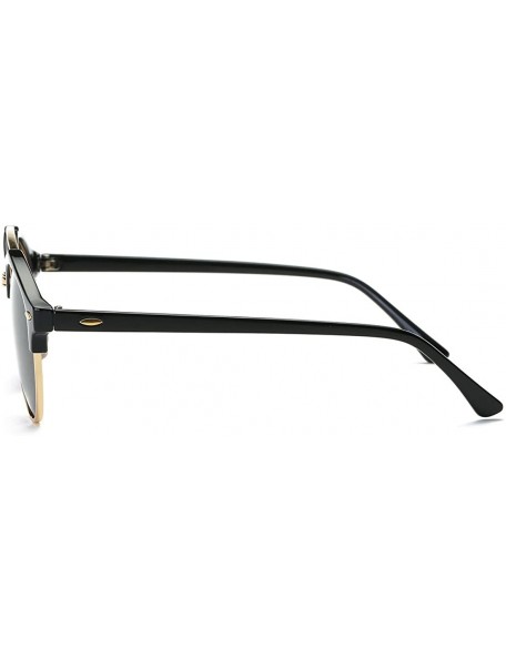 Oversized Polarized Sunglasses Mens Semi-Rimless Retro Unisex Glasses AE0504 - Black - CL12O5MKKNH $11.87