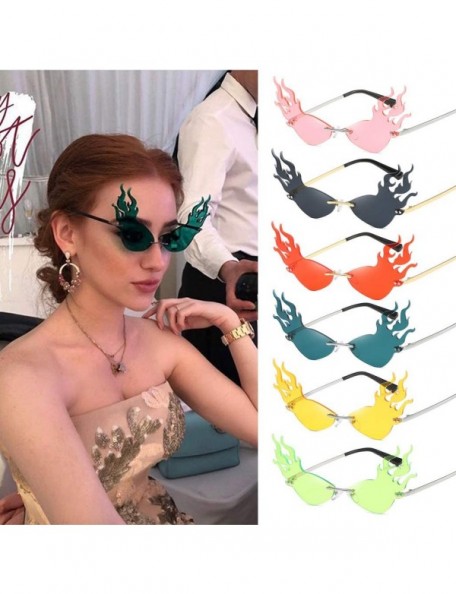 Rimless Fashion Cat Sunglasses Women Rimless Sun Glasses Eyewear Luxury Trending Party Sunglasses UV400 - Green - CS18YSXGRCX...