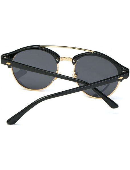 Oversized Polarized Sunglasses Mens Semi-Rimless Retro Unisex Glasses AE0504 - Black - CL12O5MKKNH $11.87