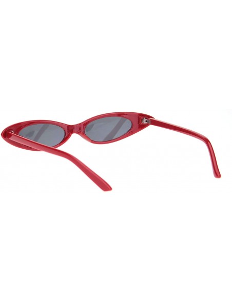 Oval Oval Cateye Sunglasses Womens Retro Fashion Small Skinny Shades UV 400 - Red (Black) - CT1950W3EWO $8.19