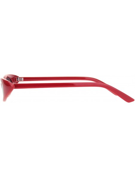 Oval Oval Cateye Sunglasses Womens Retro Fashion Small Skinny Shades UV 400 - Red (Black) - CT1950W3EWO $8.19