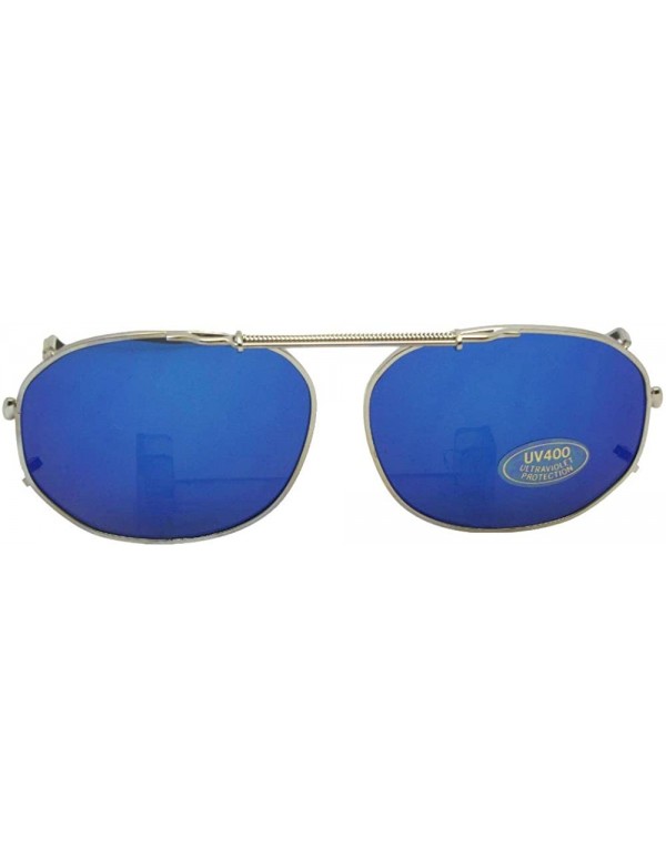 Square Round Square Color Mirror Non Polarized Clip-on Sunglass - Silver-blue Mirror Gray Lens - CQ189NERILR $12.91