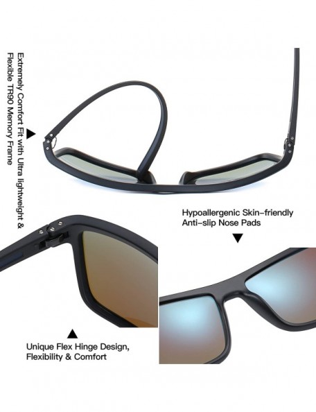 Square Polarized Sunglasses for Men Lightweight TR90 Frame UV400 Protection Square Sun Glasses - CZ18Y6XOD4C $23.81
