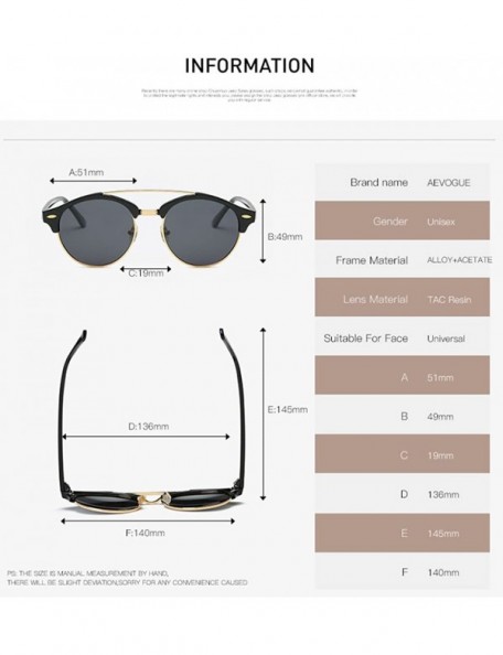 Oversized Polarized Sunglasses Mens Semi-Rimless Retro Unisex Glasses AE0504 - Black - CL12O5MKKNH $11.87