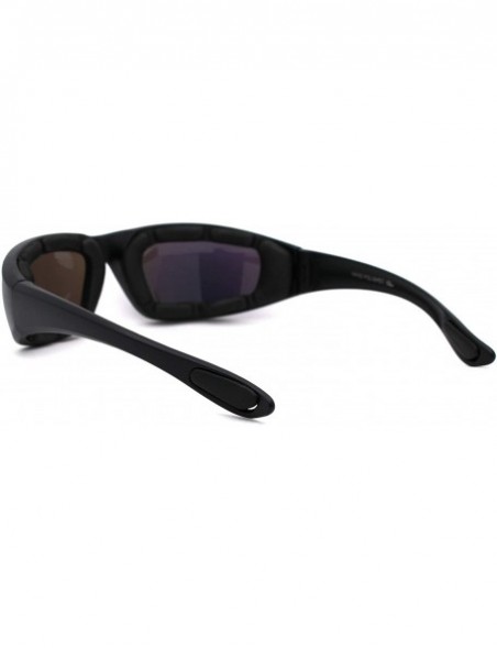 Goggle Mens Foam Padded Warp Around Biker Goggle Style Sunglasses - Matte Black Teal Mirror - C118A6LH6E2 $8.61