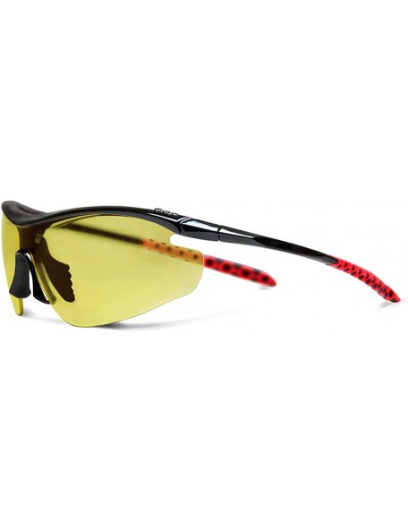 Sport Zeta Black Running Sunglasses with ZEISS P2140 Yellow Tri-flection Lenses - CP18KMZGKAL $22.09