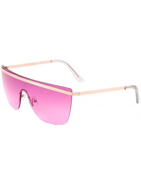Shield Rimless Flat Top Rounded Square One Piece Shield Oceanic Color Sunglasses - Purple - CM197O6IQE9 $17.23