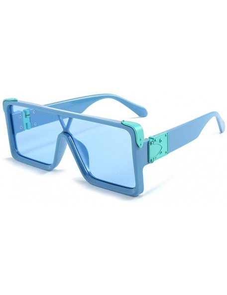 Square New Square Metal Frame Sunglasses Retro Vintage Mirrored UV400 Sun glasses for Men/Women 2120 - Blue - CC18A9AGOXR $8.54