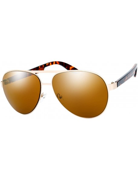 Aviator Steel Leather Frame Real Revo Mirror Lens Active Aviator Sunglasses Gift Box - 06-gold-demi Amber/ - CA1867DO7QY $15.14