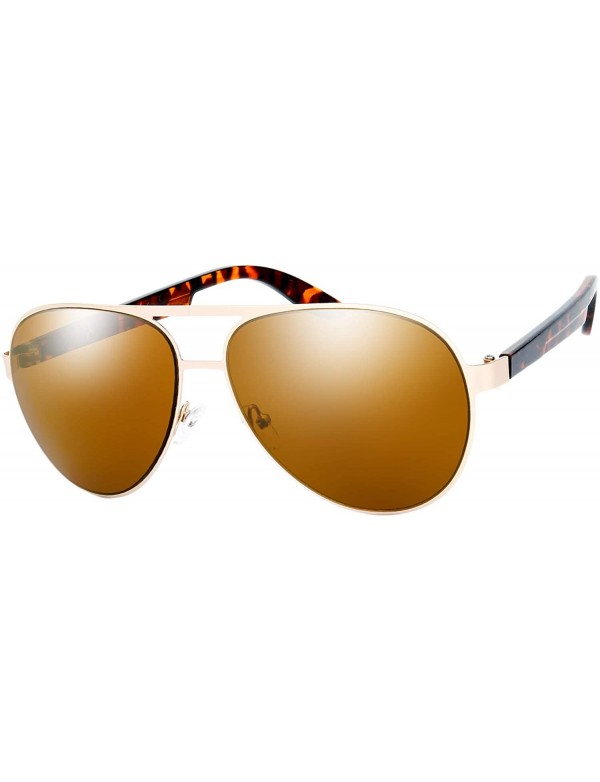 Aviator Steel Leather Frame Real Revo Mirror Lens Active Aviator Sunglasses Gift Box - 06-gold-demi Amber/ - CA1867DO7QY $15.14