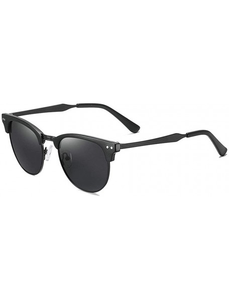 Square 2020 new sunglasses ladies retro fashion men's outdoor cycling marine polarized sunglasses - Black - CP1943DUED6 $11.47