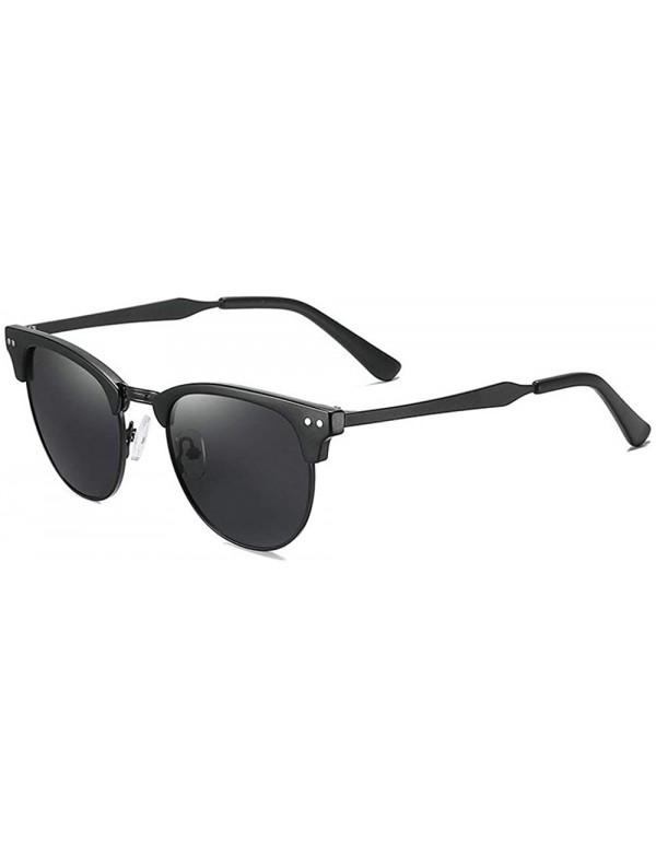 Square 2020 new sunglasses ladies retro fashion men's outdoor cycling marine polarized sunglasses - Black - CP1943DUED6 $11.47