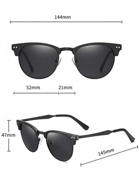 Square 2020 new sunglasses ladies retro fashion men's outdoor cycling marine polarized sunglasses - Black - CP1943DUED6 $11.47