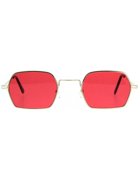 Rectangular Rectangular Hexagon Shape Sunglasses Indie Style Thin Metal Frame Color Lens - Gold (Red) - CN18056XN0W $12.88