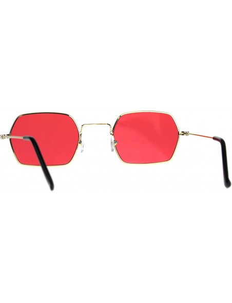 Rectangular Rectangular Hexagon Shape Sunglasses Indie Style Thin Metal Frame Color Lens - Gold (Red) - CN18056XN0W $12.88