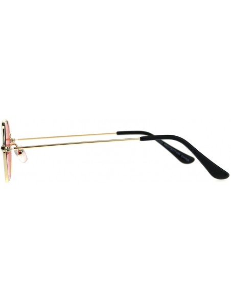 Rectangular Rectangular Hexagon Shape Sunglasses Indie Style Thin Metal Frame Color Lens - Gold (Red) - CN18056XN0W $12.88