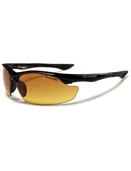 Wrap Day Night Driving Biking Amber HD Lens Mens Wrap Stylish Sport Sunglasses - Black - C81892GH8R8 $10.53
