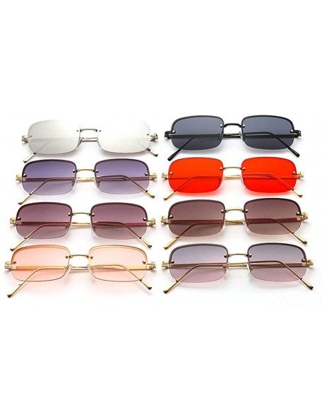 Small Rectangle Red Sunglasses Women Rimless Square Sun Glasses