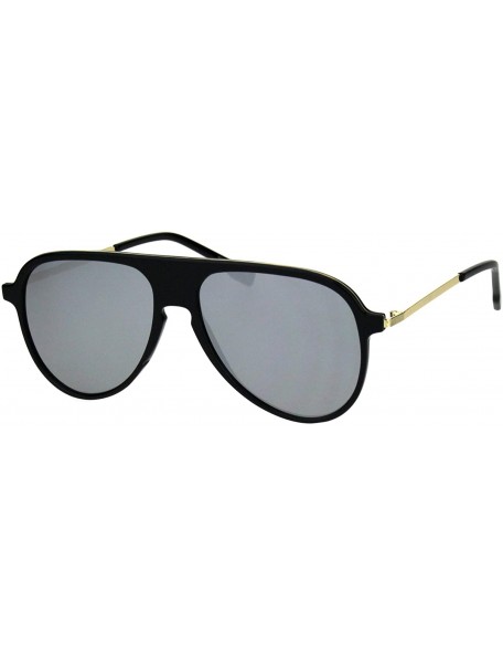 Aviator Unisex Retro Fashion Sunglasses Racer Aviators Metal Plastic Frame UV 400 - Black (Silver Mirror) - CL18OORQNWL $11.43