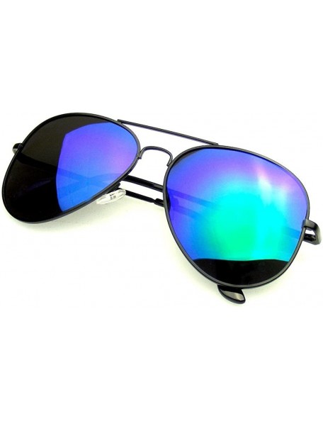 Aviator Aviator Sunglasses Vintage Mirror Lens New Men Women Fashion Frame Retro Pilot - Polarized Lens - Black Green - CI12O...