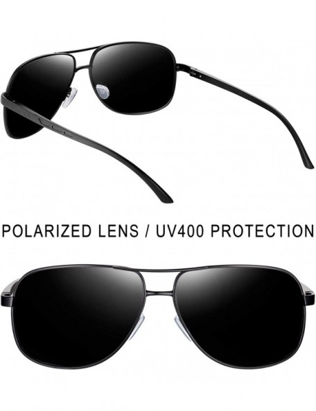 Shield Polarized Sunglasses for Men- Lightweight Metal Frame Driving Mens Sunglasses - Black Al-mg - CJ12EWT6Q1D $13.96