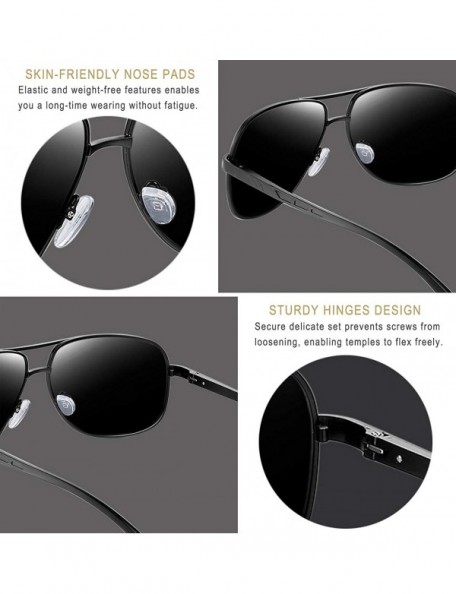 Shield Polarized Sunglasses for Men- Lightweight Metal Frame Driving Mens Sunglasses - Black Al-mg - CJ12EWT6Q1D $13.96