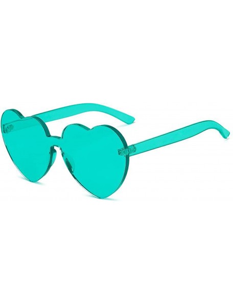 Rimless Heart Shape Rimless One Piece Clear Lens Color Candy Sunglasses - Light Green - CL18EH45X88 $12.89