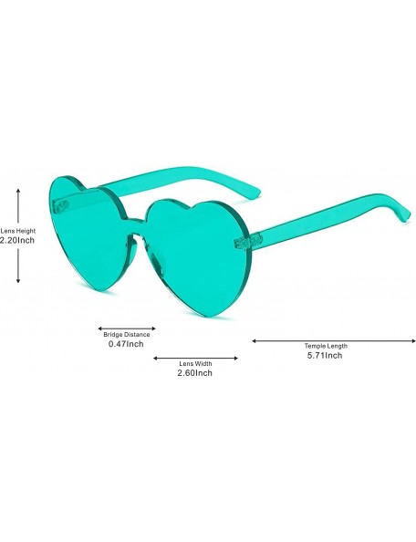 Rimless Heart Shape Rimless One Piece Clear Lens Color Candy Sunglasses - Light Green - CL18EH45X88 $12.89