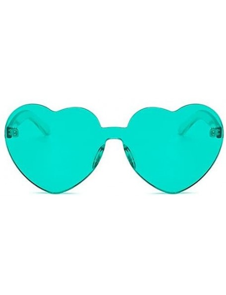Rimless Heart Shape Rimless One Piece Clear Lens Color Candy Sunglasses - Light Green - CL18EH45X88 $12.89