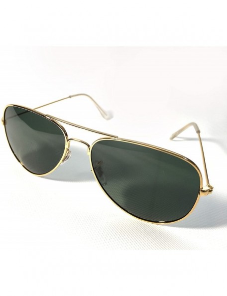 Aviator Fashion Pilot Sunglasses Unisex Men & Women - 100% UV400 Eye Protection - Gold Green - C717WZH0SIS $14.54